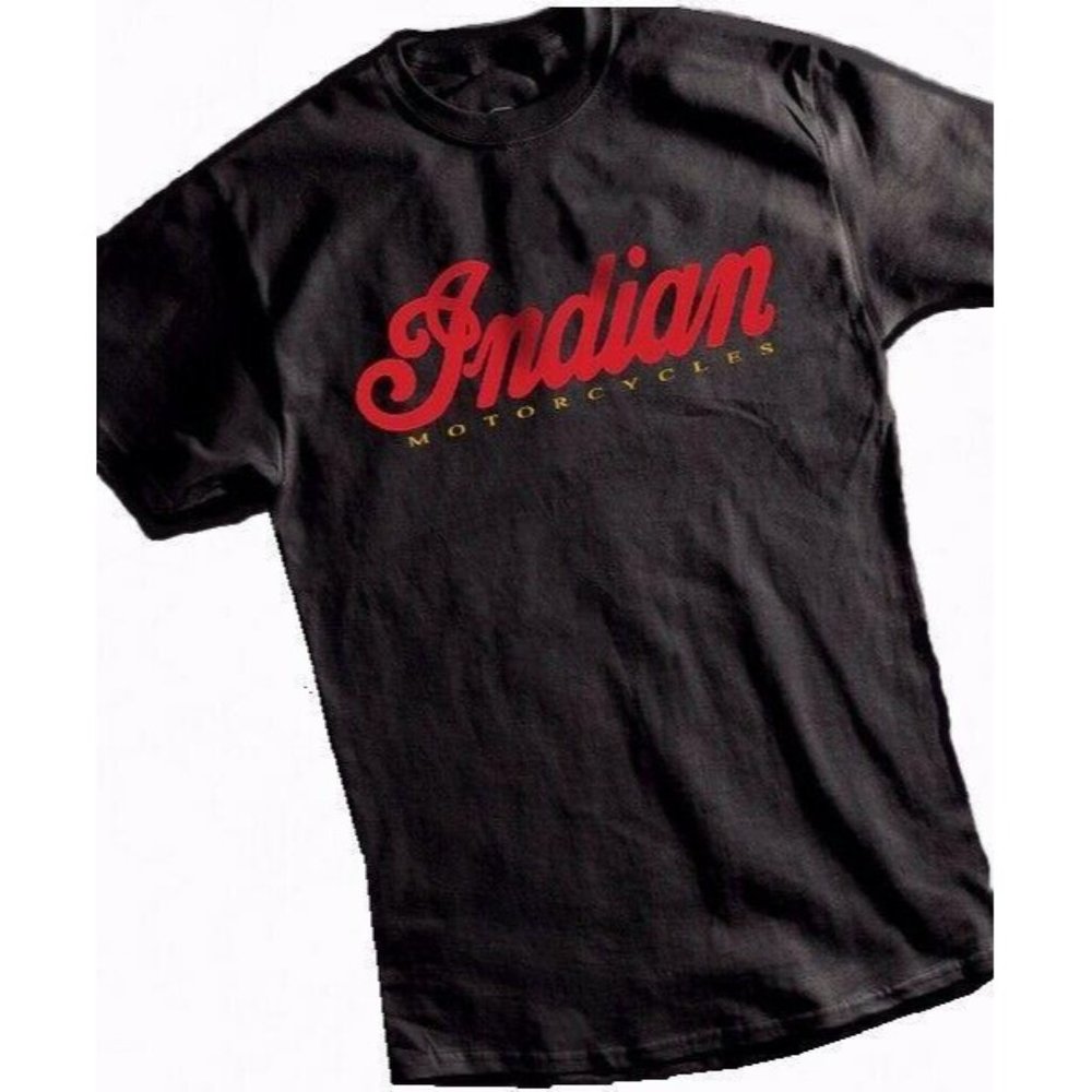 Indian Logo Black Short Sleeve T-Shirt AHRMA Metro Racing - NEW Fast Ship